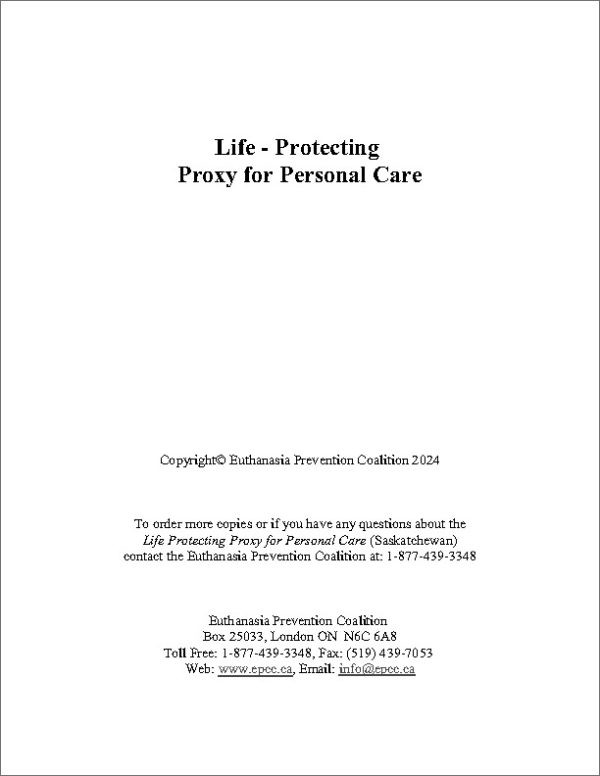 Life-Protecting Proxy for Personal Care Saskatchewan front page