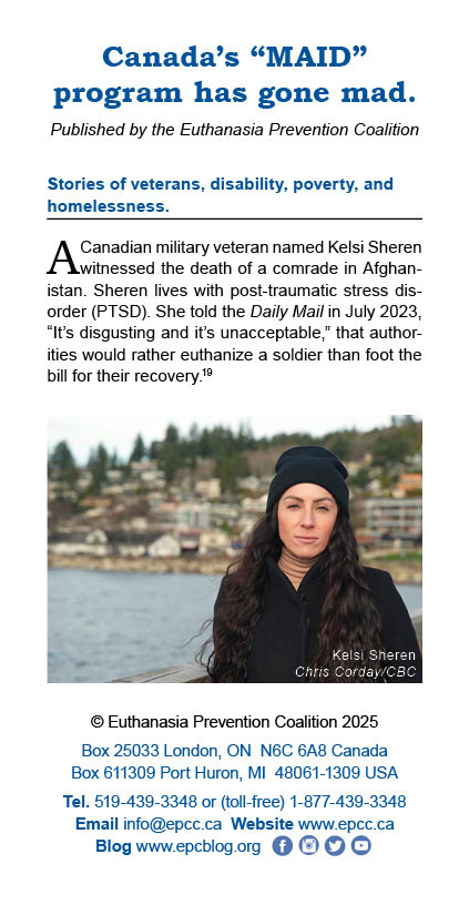 “Canada’s ‘MAiD’ program has gone mad.” pamphlet
